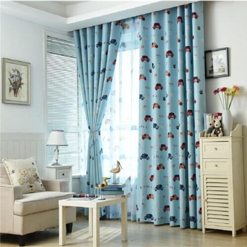 Children Cartoon Car Black Silk Shading Curtains for Living Dining Room Bedroom