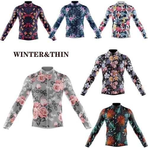 Mystic Blossom Long Sleeve Jersey Men Cycling Jersey Bike Wear Jersey WINTER FLEECE & THIN Cycling Clothing MTB Ropa Ciclismo