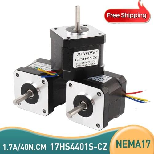 3pcs Nema17 Stepper Motor 42 Series motor 17HS4401S- CZ 40N.cm 1.7A 4-lead Stepping motor with magnetic pole hole