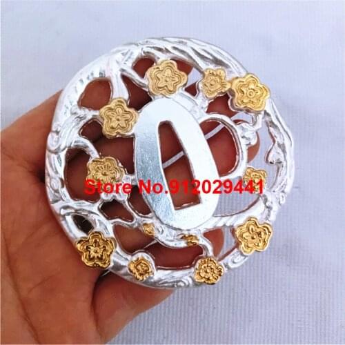 Nice Alloy Tsuba Japanese Samurai Katana Sword Guard Wakizashi W Flower