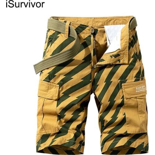ISurvivor 2021 New Summer Twill Camouflage Tooling Shorts Cotton Loose Five-Pocket Trousers Men Fashion Shorts Cotton