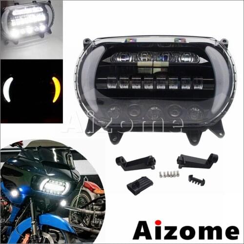 Motorcycle Dual LED Headlight Projector Headlamp W/ Turn Signal DRL Running Light For Harley Road Glide FLTRU FLTRX 2015-2020