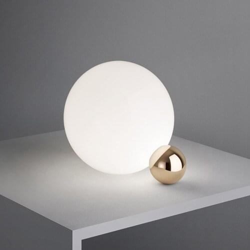 Nordic Glass Ball Moon Table Lamps Modern Led Standing Desk Light Fixtures Luminaire for Bedroom Bedside Lamp Home Loft Decor