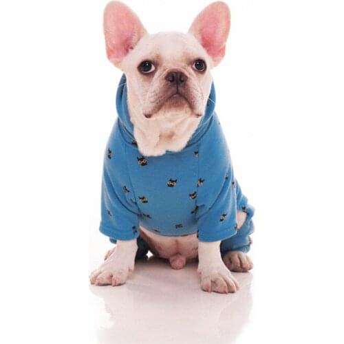 Autumn Blue Velvet Dog Hoodies Thickening Leisure Sport Dog Clothes Winter Warm Pet Dog Jacket Coat Puppy Stuff Yorkie Bulldog