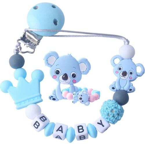 Personalized Name HandmadeSilicone Chews Nurse Gift Toys Koala Teething Necklace pacifier clip with name DIY BABY custom