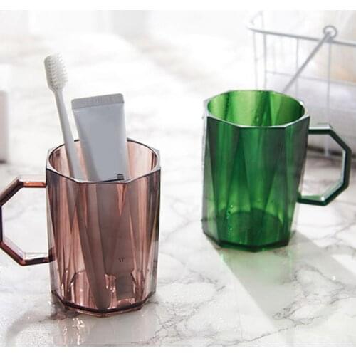 Bathroom Tumblers Plastic Mouthwash Cup Tea Water Mug Home Travel Toothbrush Holder Cup with Handle Bathroom Toothbrush Cups