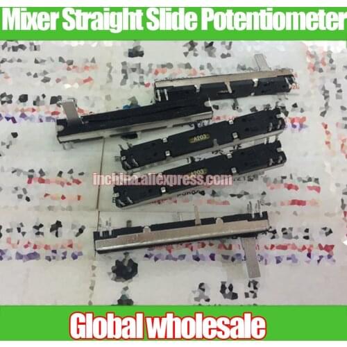 2pcs Mixer Straight Slide Potentiometer A203 B203 B503 A20K B20K B50K / Dual Dual Channel Fader Handle Length 15MMC Black Bottom