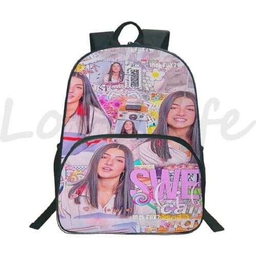 Charli Damelio Backpacks Mochila 16 Inch School Bags Boys Girls Kids Travel Rucksack Childrens Backpack Teens Knapsack gifts