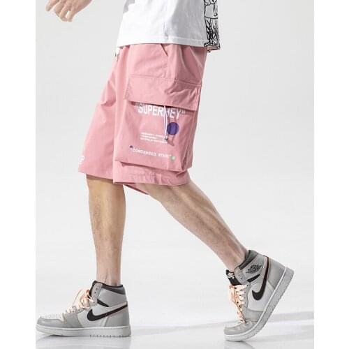 Harajuku Men Casual Boys Shorts Streetwear Fashion Jogger Sports Summer Loose Elastic Waist Hip Hop Skateboard Long Cargo Pants