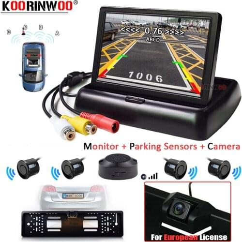 Koorinwoo Electronics sensors for cars Parktronic Sounds System Eu Frame For Car Number Reverse Camera Security Monitor Rearview