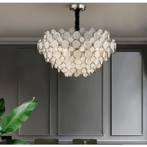 Modern Round Chandelier Dining Room Lamp Glass LED Living Room Dining Room Villa Decoration Handing Lamp PA0722