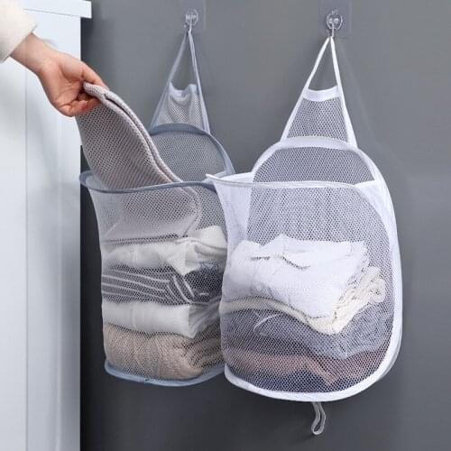 Clothes storage bag foldable laundry basket, family bathroom clothes hanging bag Wall-mounted sundries storage bucket
