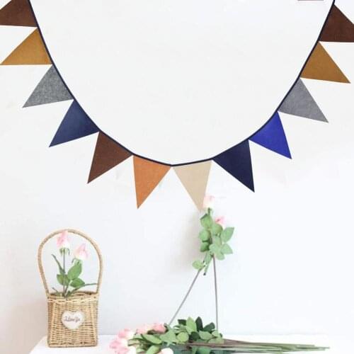 Brown Pennant Wedding Supplies Non Woven Fabric Wedding Room Nonwoven Party Pennant Banner Deco Decoration Flags Baby Birthday