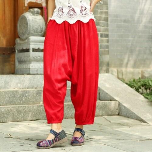 Spring Women Yoga Pants Linen Wide Leg Loose Crotch Pants Yoga Trousers Running Jogger Casual Fitness Workout Pant Sportswear