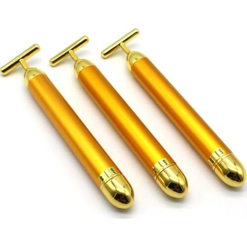 24k Gold Vibration Facial Slimming Face Beauty Bar Pulse Firming Facial Roller Massager Lift Skin Tightening Wrinkle Stick