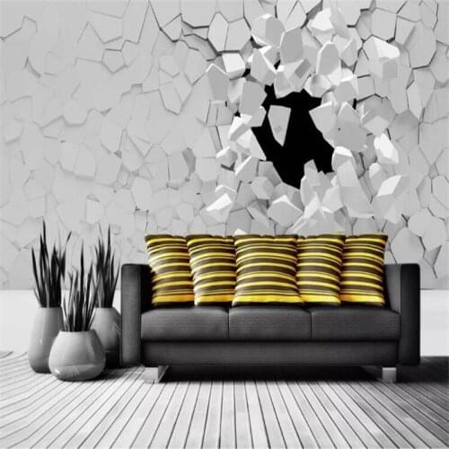 Wellyu Custom Wallpaper papel parede Stereo 3d extended space broken wall3d wallpaper large background wall painting behang