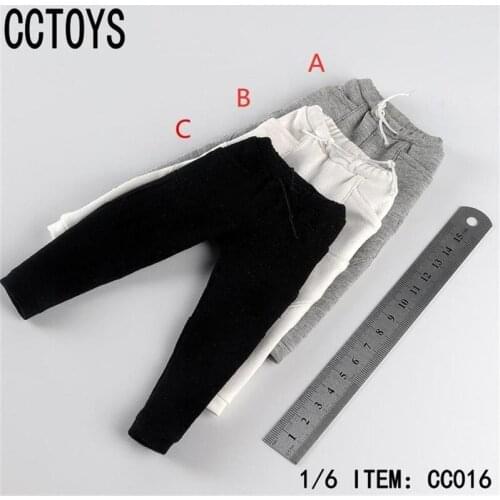 In Stock For Sale CC016 Fashion Trendy Man Male Sweatpants Black and White Gray Trousers For 12 inch Soldier Accessories