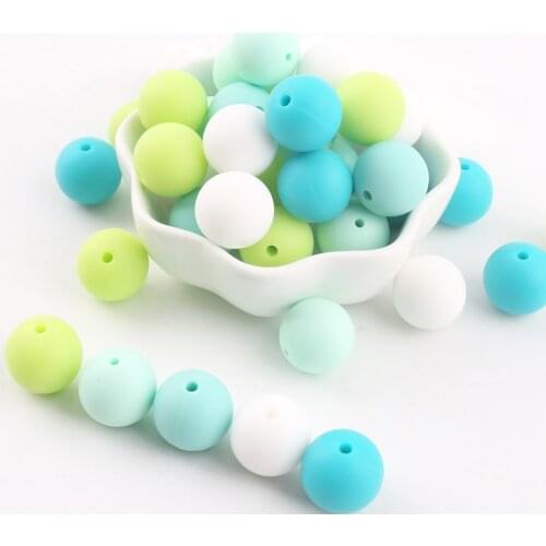 Bite Bites 10pcs 12mm Silicone Blue Series Beads DIY Baby Nursing Accessories Sensory Chewing Toy Organic Baby Teether