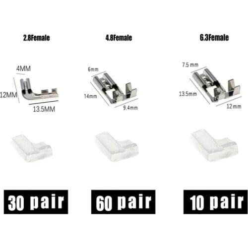 100 Sets crimp terminal female head with shell plug spring insulated terminal cold terminal Flag L-shaped 2.8/4.8/6.3 plug