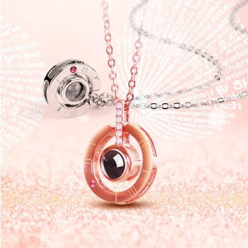 100 Languages I Love You Projection Pendant Necklace Women Choker Wedding Jewelry Roman numerals Necklaces