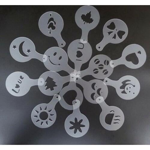 16pcs Cappuccino Mold DIY Fancy Coffee Printing Decor Tool Set Stencils Cappuccino Mold Latte Art