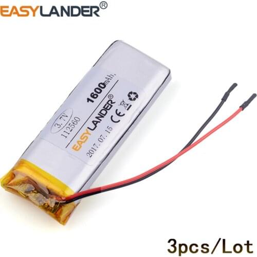3pcs /Lot 3.7v lithium Li ion polymer rechargeable battery 1600mAh For E-book mobile power bank DIY Tablet PC 112560