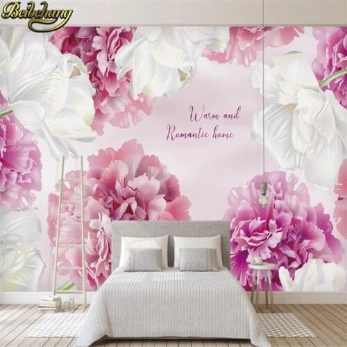 Beibehang custom papel de parede 3d Pink purple floral background Living Room TV Background wall papers home decor bedroom decor