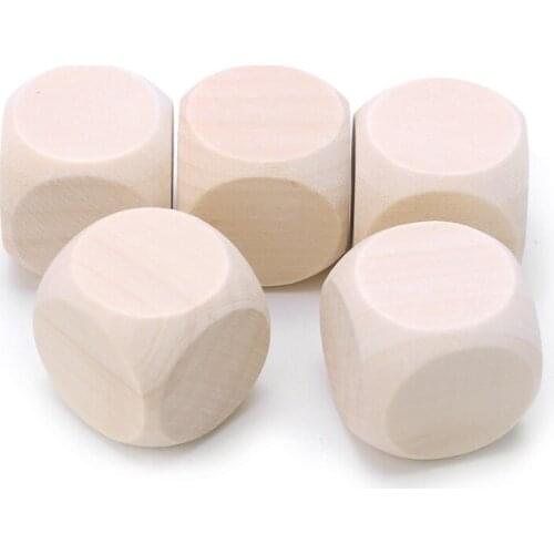 5pcs Blank Wood Dice Kid Printing Engraving Graffiti DIY Toys Family Party Games