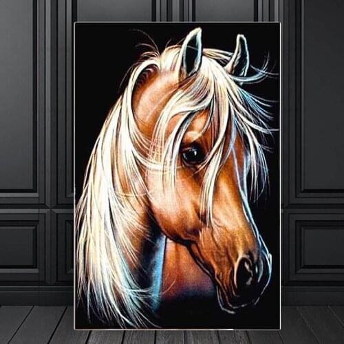 5D DIY Diamond Painting Cross Stitch Brown Horse Square Round Embroidery Rhinestone Diamond Animal Handmade Home Decoration Gift