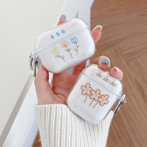 Case For Apple Airpods Pro Case TPU Cover Transparent Flowers Print Case For Airpods 1 2 3 For Air Pods Pro Earphone Accessories