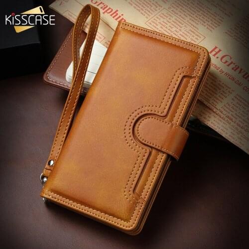 KISSCASE Lanyard Card Slots Wallet Case For iPhone 11 Pro MaX X XR XS Max Flip Phone Stand Leather Cover For iPhone 6S 7 8 Plus