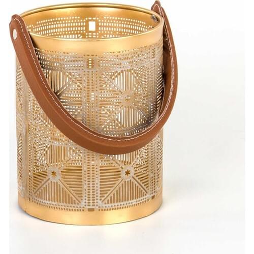 Evistro Decorative Metal Candle Holder Lantern 15CM x 20CM Gold Color