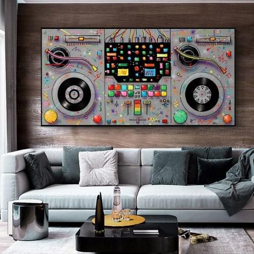 Graffiti Music Painting Prints HD Pictures Printed on Canvas Used for Home Room Aesthetics Decoration Wall Art
