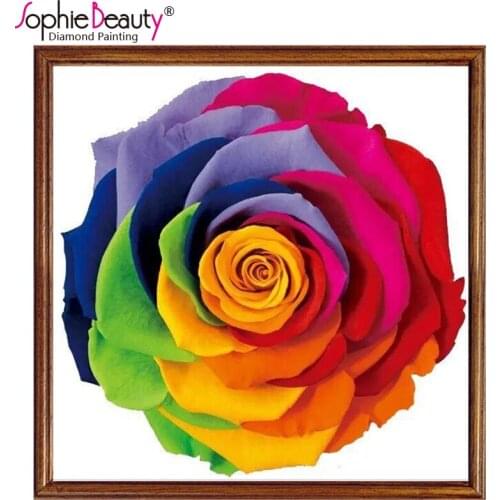 Sophie Beauty New Diy Diamond Painting Flower Colorful Rose Cross Stitch Crystal Square Handcraft Mosaic Beaded Embroidery Set