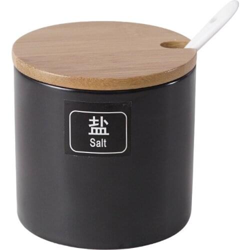 Ceramic glass seasoning jar seasoning bottle Creative single seasoning jar with lid spoon