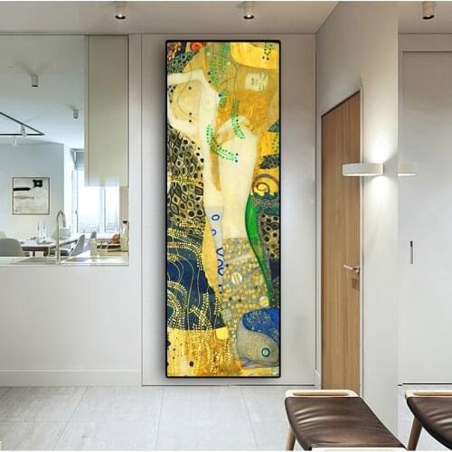 Classic Artist Gustav Klimt kiss Abstract Oil Painting on Canvas Posters and Prints Cuadros Wall Art Pictures For Living Room