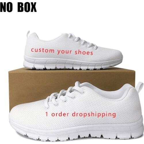 ELVISWORDS Custom Image/Logo/Text/Name Pattern Women Flats Shoes Casual Sneakers Comfortable Mesh Ladies Lace Up Walking Shoes