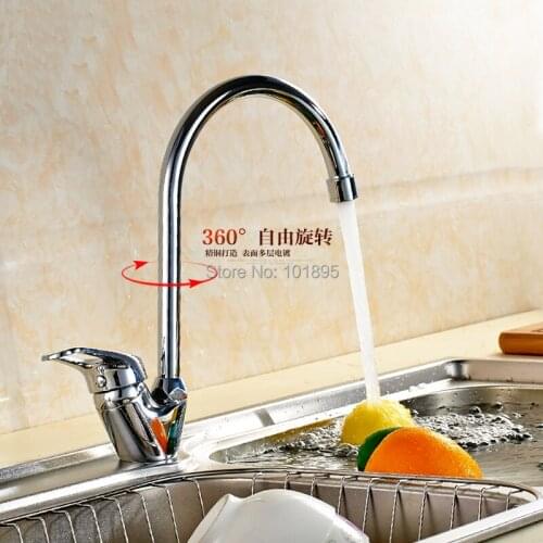 L17308 Luxury Brass Material Chrome Color Deck Mounted Kitchen Faucet