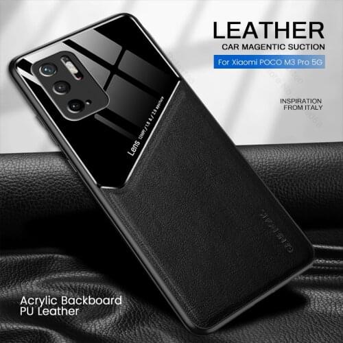 M3pro case leather texture car magnetic holder case for poco m3 pro 5g soft silicone bumper shockproof coque little poko m 3 pro