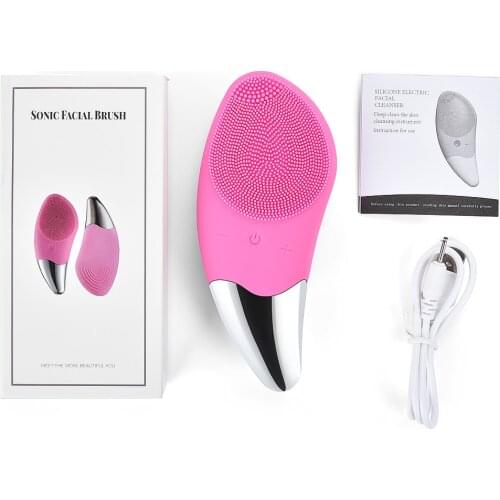 Mini Electric Facial Cleansing Brush Silicone Sonic Face Cleaner Deep Pore Cleaning Skin Massager Face Cleansing Brush Device