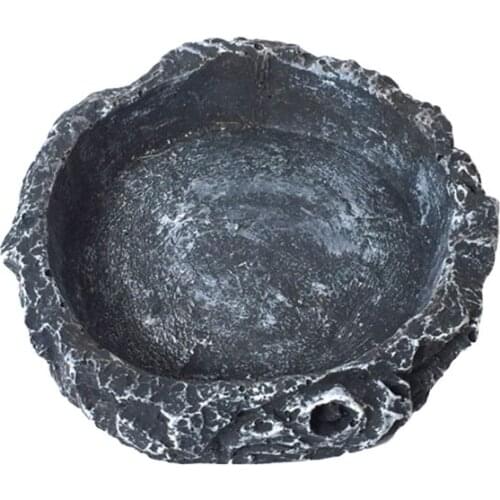 Reptile Bowl Turtle Water Dish Round Food Bowl Resin Escape Proof Feeder for Small Medium Size Pet Lizard Leopard Gecko