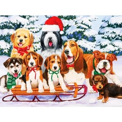 DIY 5D Diamond Painting Dog Craft Kit Diamond Embroidery Animal Cross Stitch Zoo Christmas Decorations