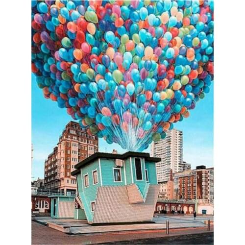 GATYZTORY City Balloon Landscape DIY Painting By Numbers Framed Oil Paints Kits Acrylic Paint On Canvas Digital Craft Home Decor