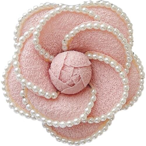 New Fashion Fabric Camellia Flower Brooch Cloth Pearl Lapel Pins and Brooches for Women Shirt Scarf Buckle Corsage Jewelry Gifts