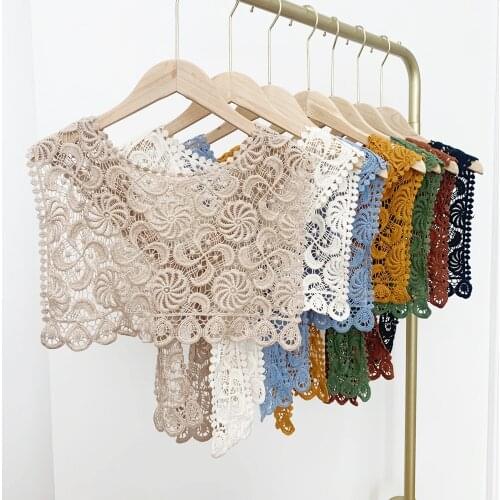 Solid Color Fake Collar for Women Shirt Small Shawl Female Lace Floral False Collar Female Removable Detachable Collar Scarf