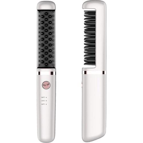 Rechargeable Hair Straightener Brush Straight Hair Comb Three-speed Temperature Control Cordless Hair Straightener for Curls Str