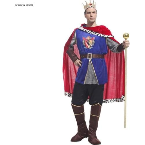 S-M Man Halloween King Costumes Adult Medieval Cosplay Purim Carnival parade Masquerade Stage Show Nightclub Bar Role Play dress