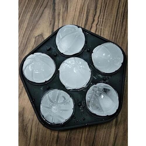 Silicone Basketball Ice Mould 6-Hole Jelly Making Mould Durable 3D Ice Cube Tray Whiskey Maker Food-Grade Ice Box Kitchen Tool