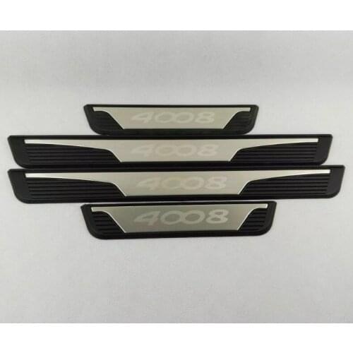 Car Styling Stainless Steel Door Sill Scuff Plate Guard Sills Protector Trim For Peugeot 4008