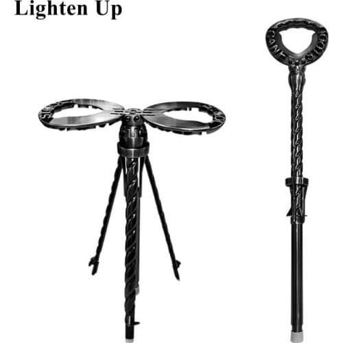 Cane Seat Aluminum Alloy Outdoor Camping Stool Telescopic Trekking Walking Stick Baton Hiking Silver/Bronze Crutch Chair